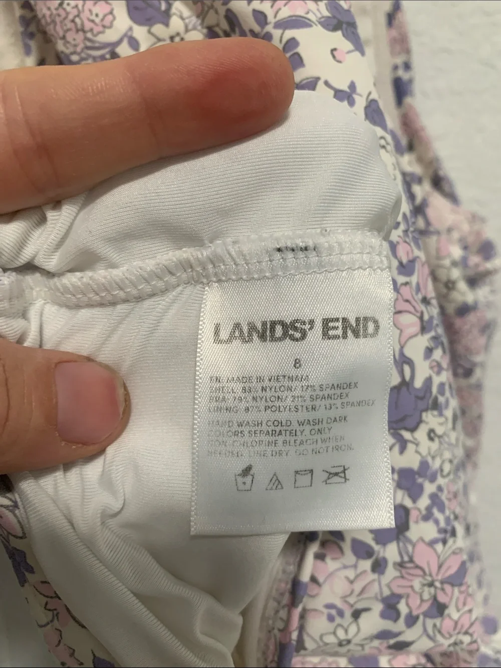 Lands’ End Purple Pink Floral Midkini Racerback Swim Top
